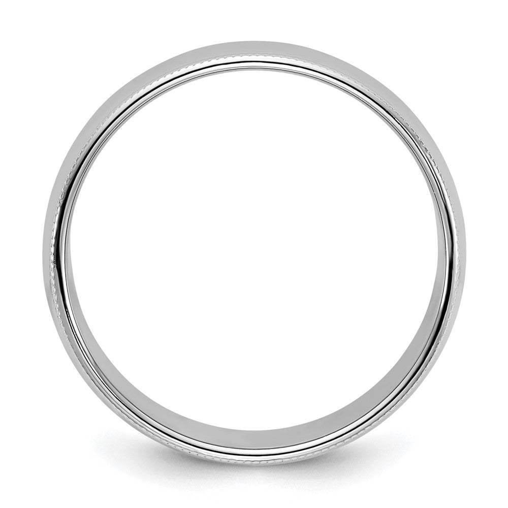 14k White Gold 8mm Milgrain Half Round Wedding Band Size 10.5