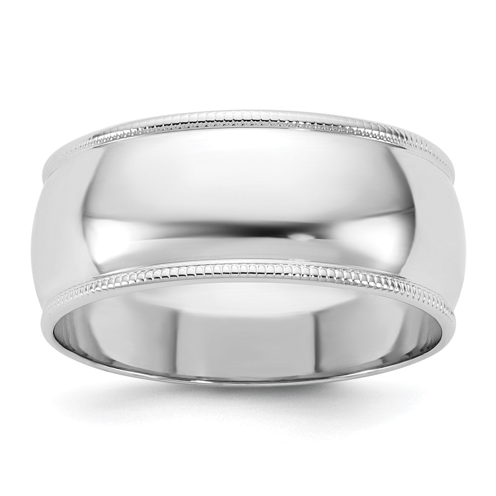 14k White Gold 8mm Milgrain Half Round Wedding Band Size 12