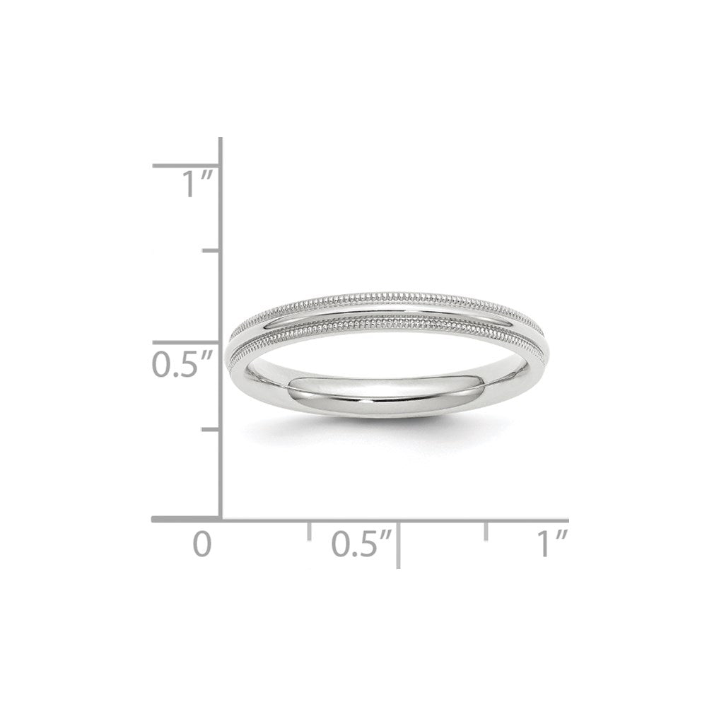 14k White Gold 3mm Milgrain Half Round Comfort Fit Wedding Band Size 13
