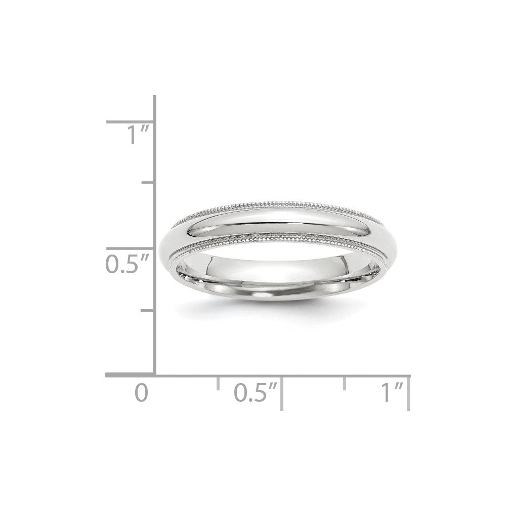 14k White Gold 4mm Milgrain Half Round Comfort Fit Wedding Band Size 4.5