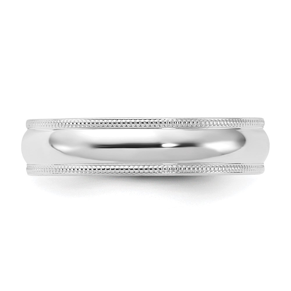 14k White Gold 5mm Milgrain Half Round Comfort Fit Wedding Band Size 5