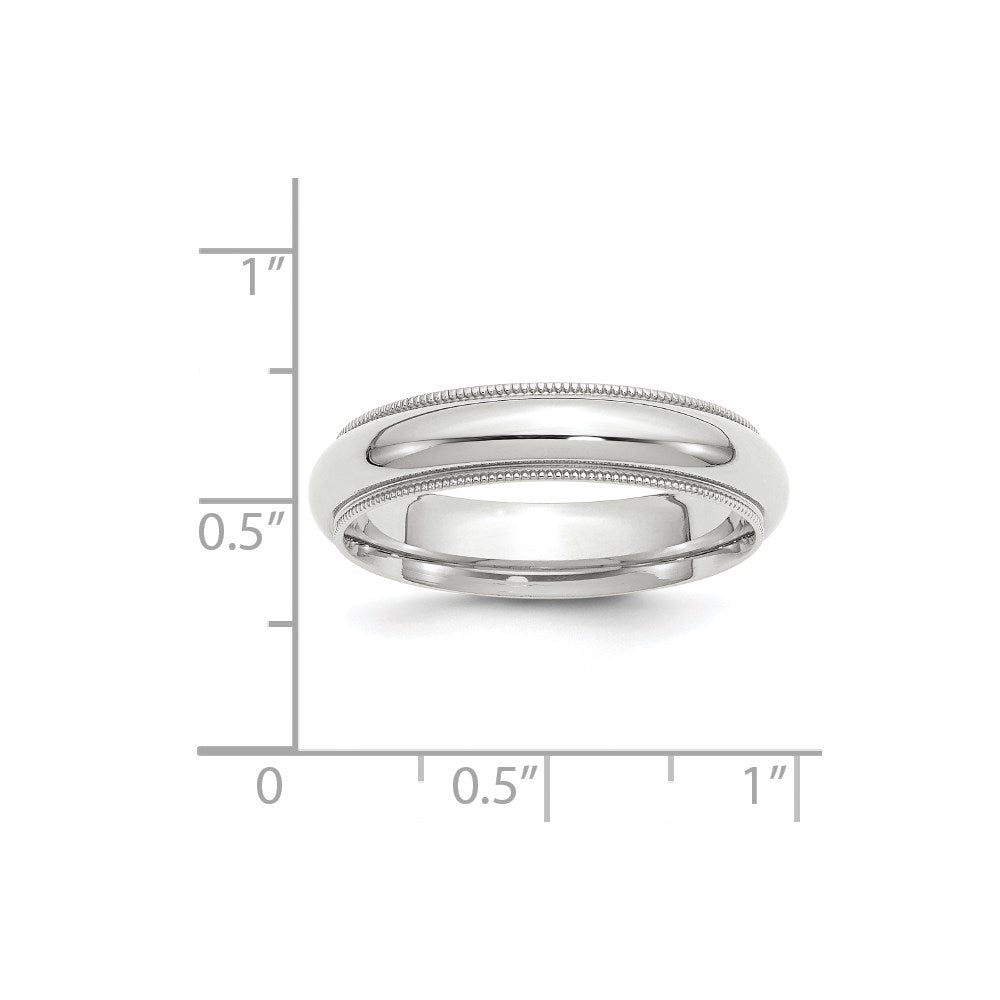 14k White Gold 5mm Milgrain Half Round Comfort Fit Wedding Band Size 4.5