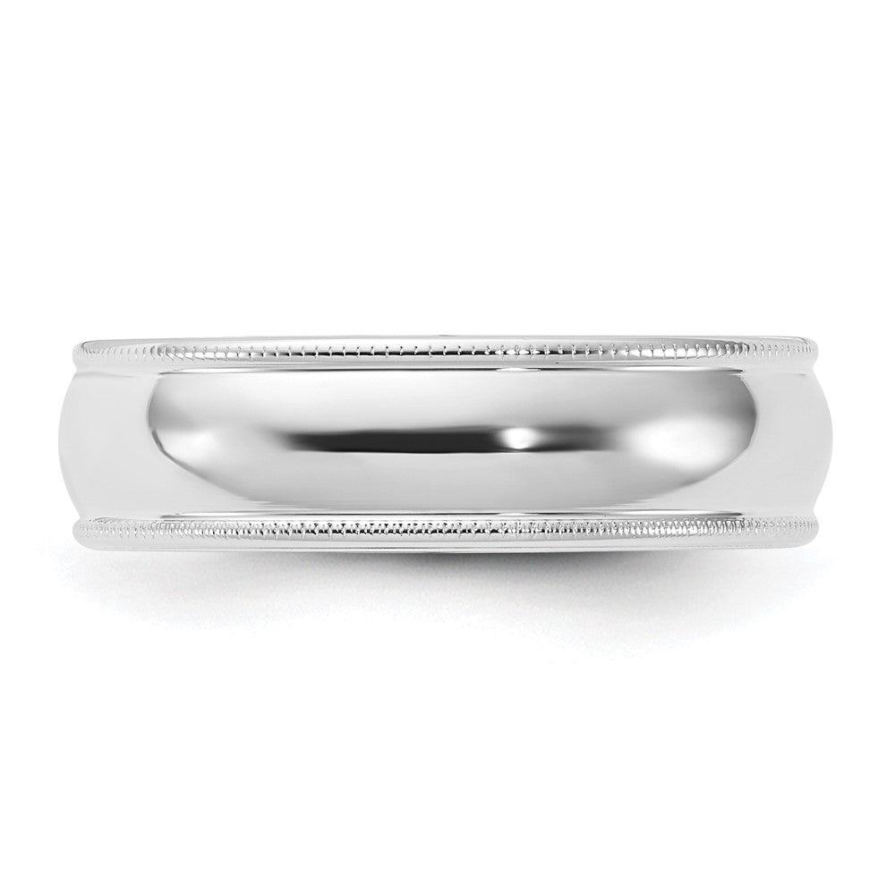 14k White Gold 6mm Milgrain Half Round Comfort Fit Wedding Band Size 4