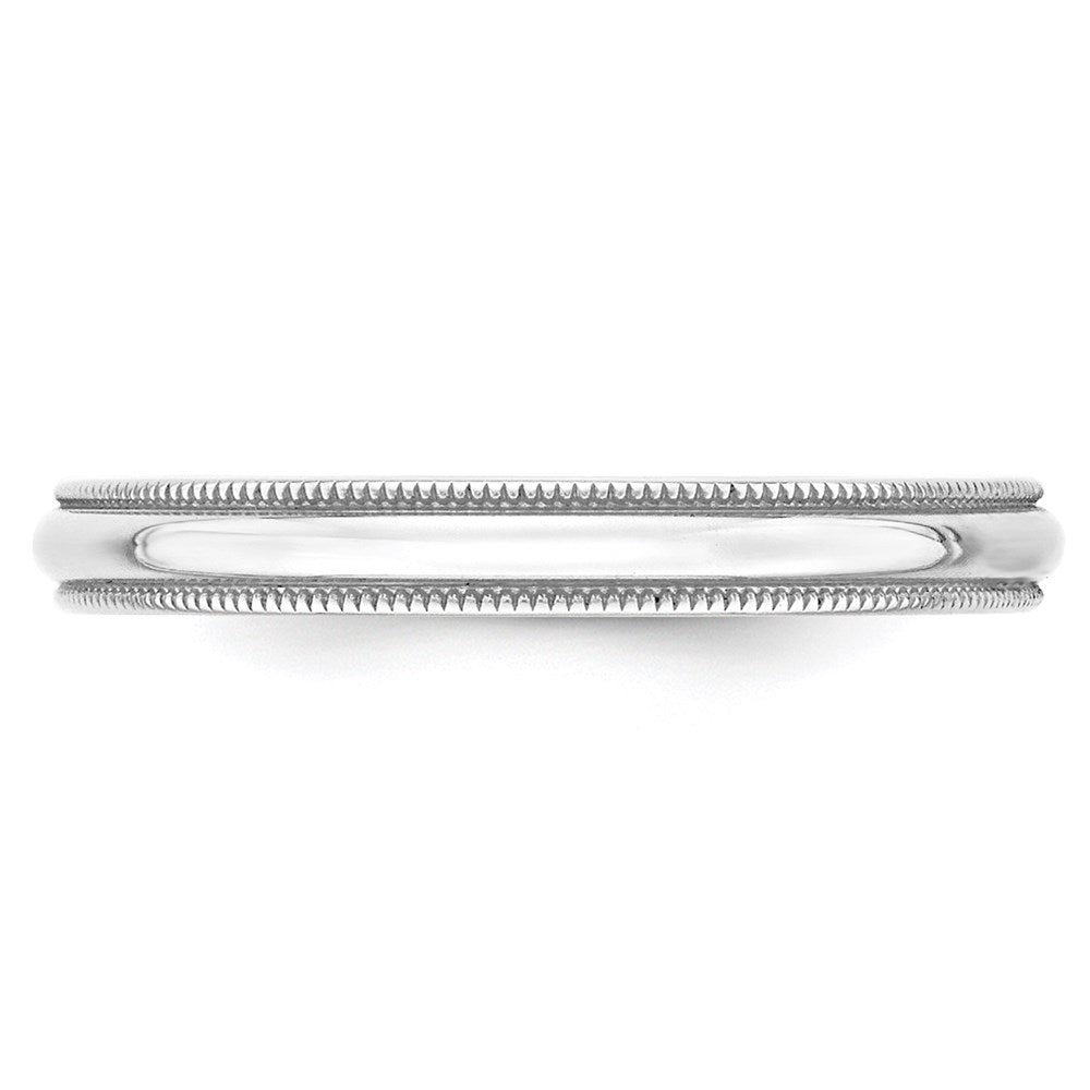 14k White Gold 3mm Lightweight Milgrain Half Round Wedding Band Size 7.5