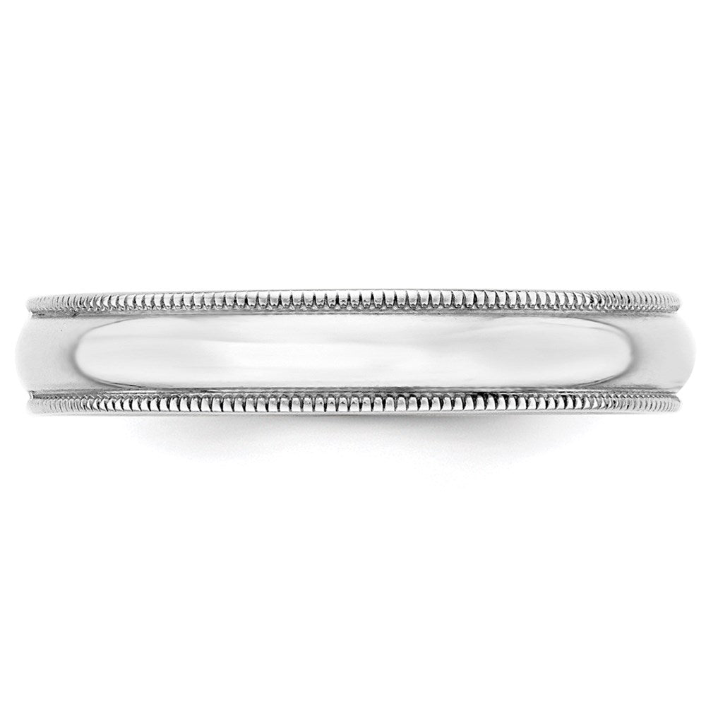 14k White Gold 4mm Lightweight Milgrain Half Round Wedding Band Size 4