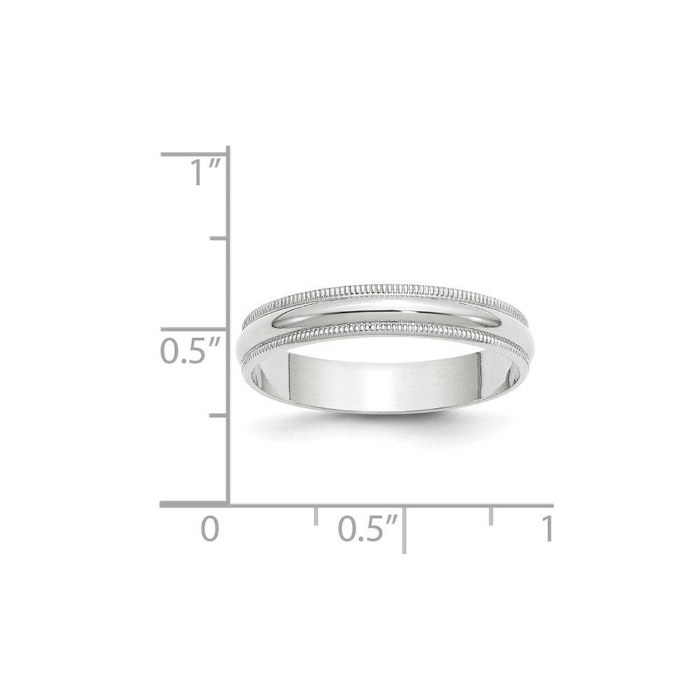 14k White Gold 4mm Lightweight Milgrain Half Round Wedding Band Size 10.5