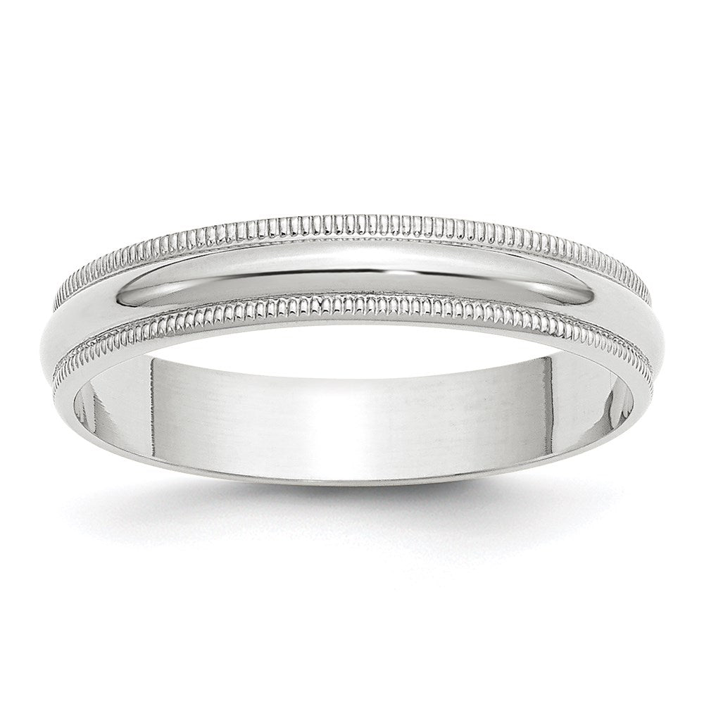 14k White Gold 4mm Lightweight Milgrain Half Round Wedding Band Size 5.5