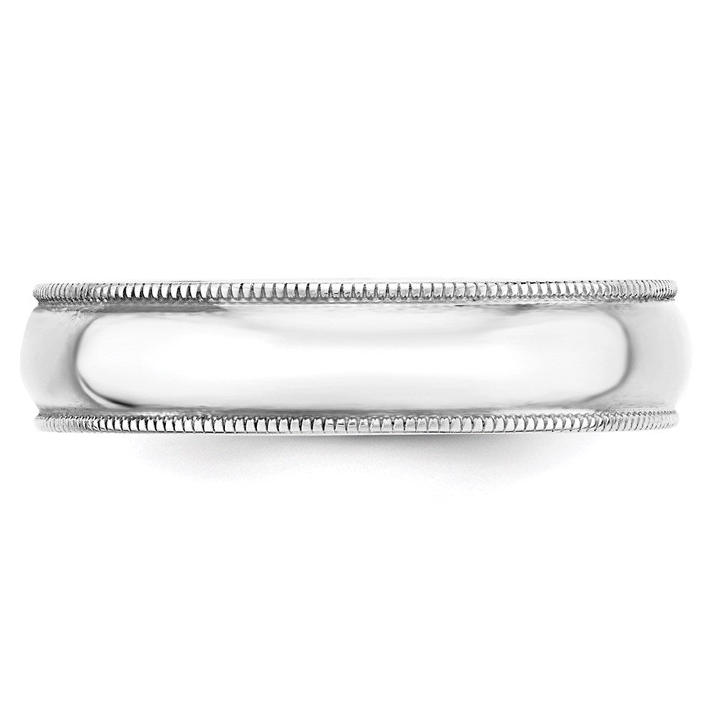14k White Gold 5mm Lightweight Milgrain Half Round Wedding Band Size 4