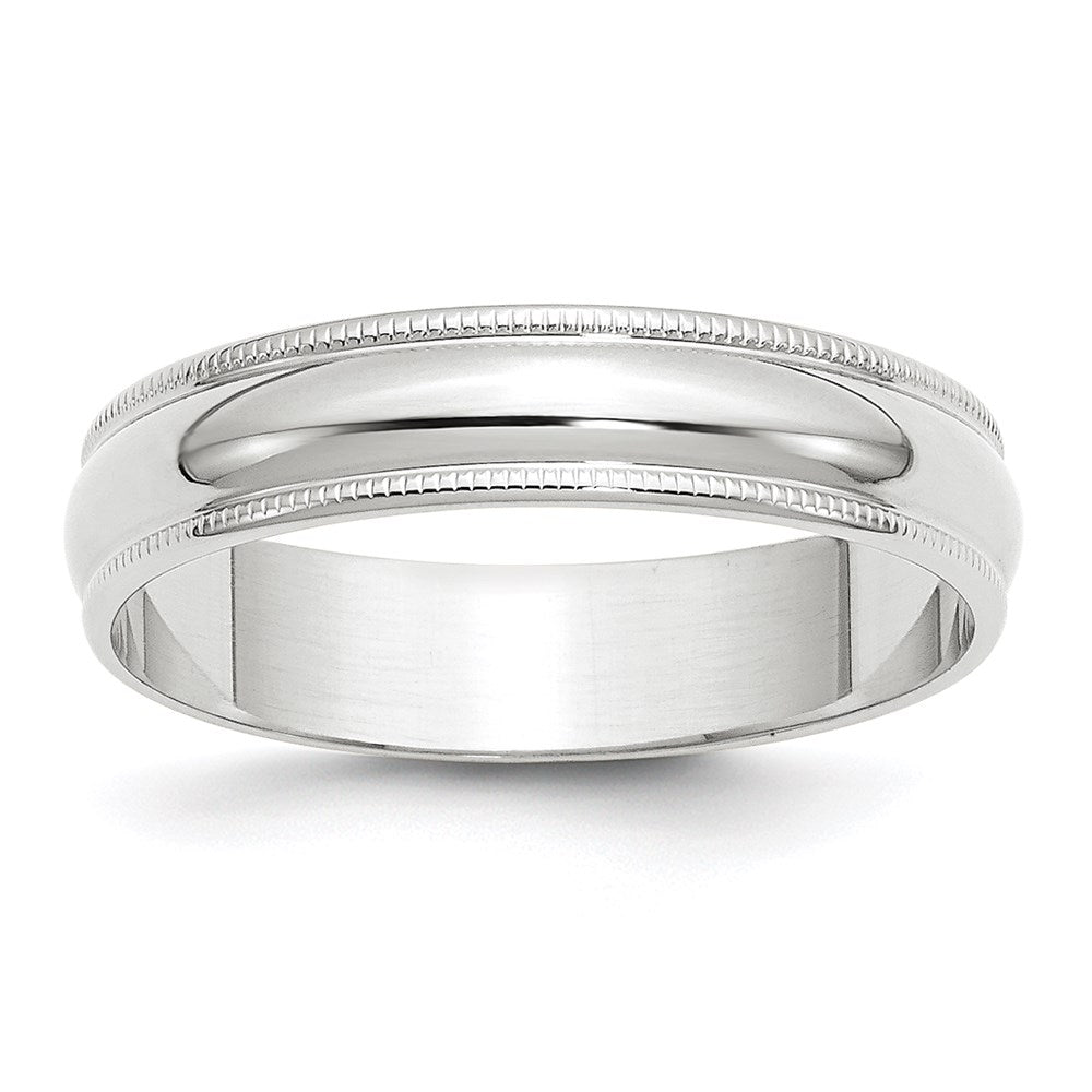 14k White Gold 5mm Lightweight Milgrain Half Round Wedding Band Size 9.5