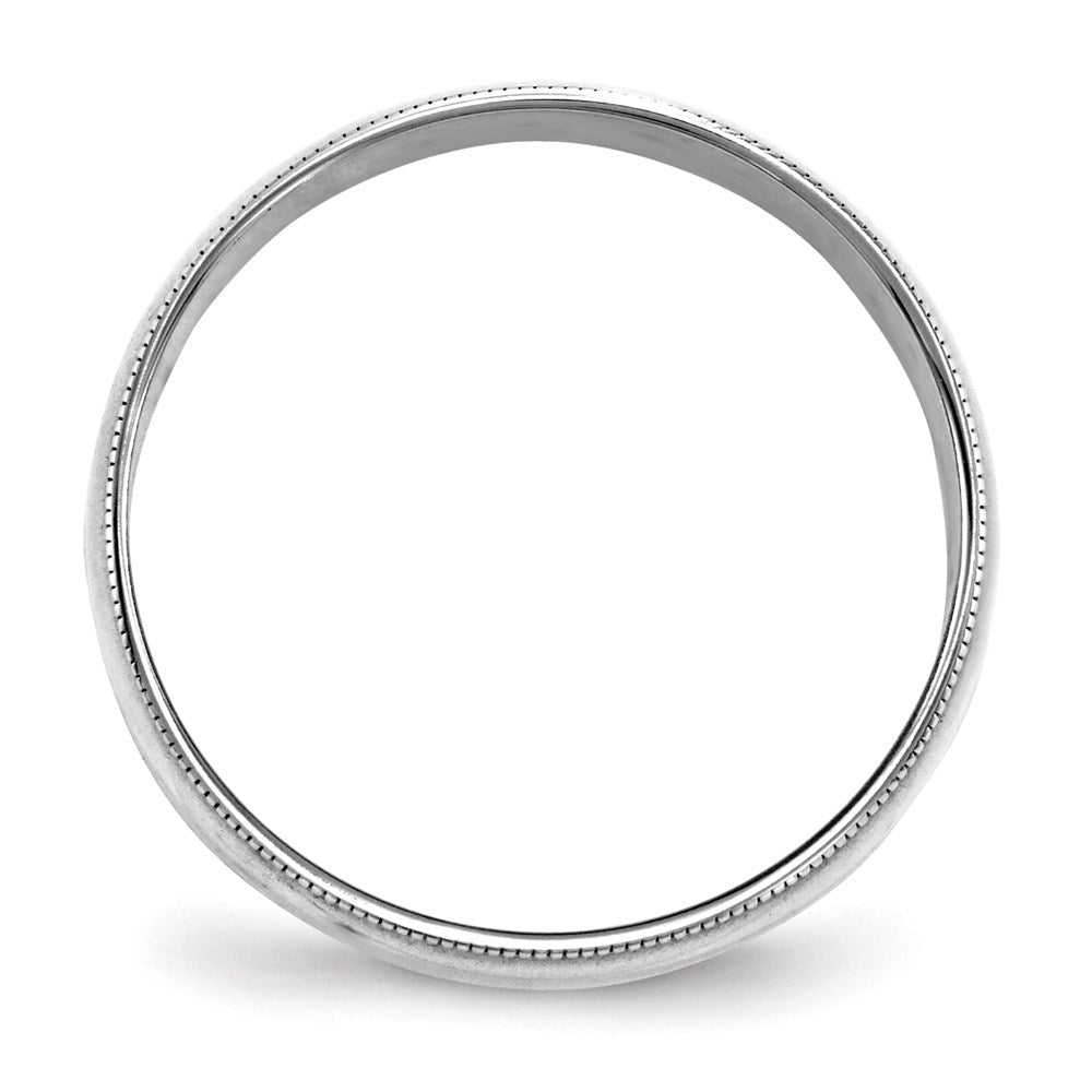 14k White Gold 6mm Lightweight Milgrain Half Round Wedding Band Size 8