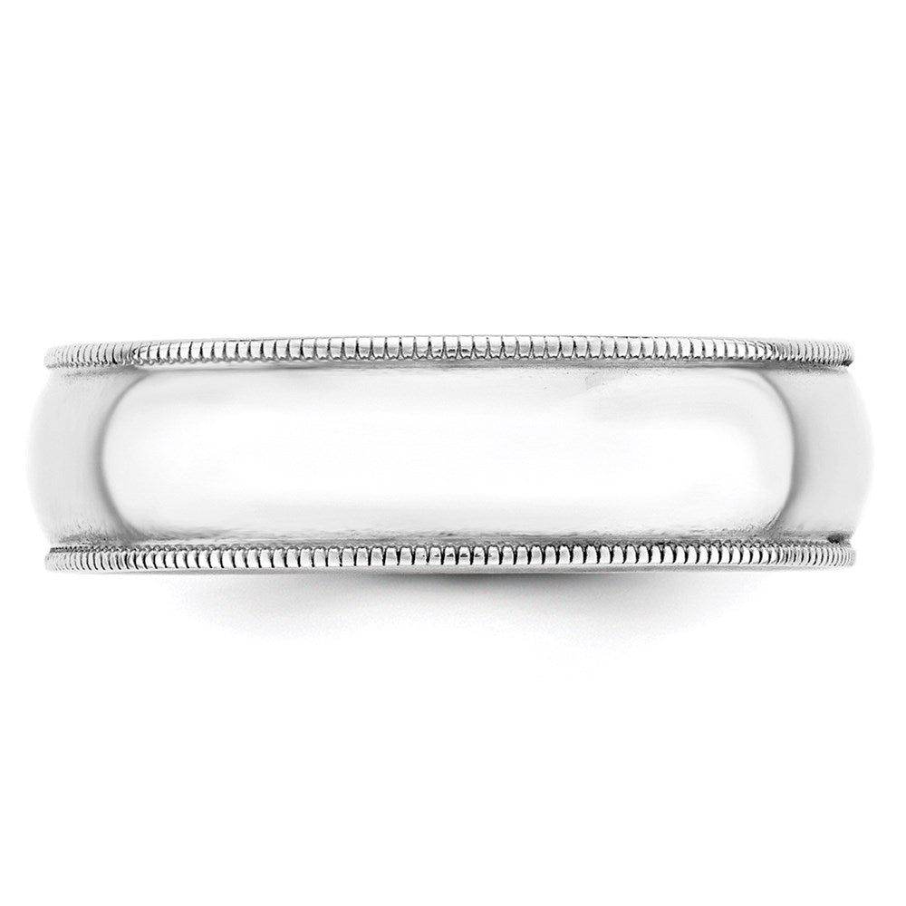 14k White Gold 6mm Lightweight Milgrain Half Round Wedding Band Size 5.5