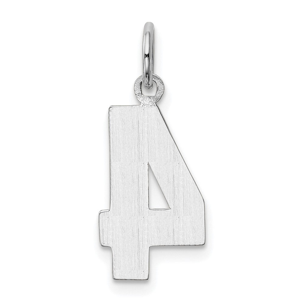 14k White Gold  Medium Polished Number 4 Charm