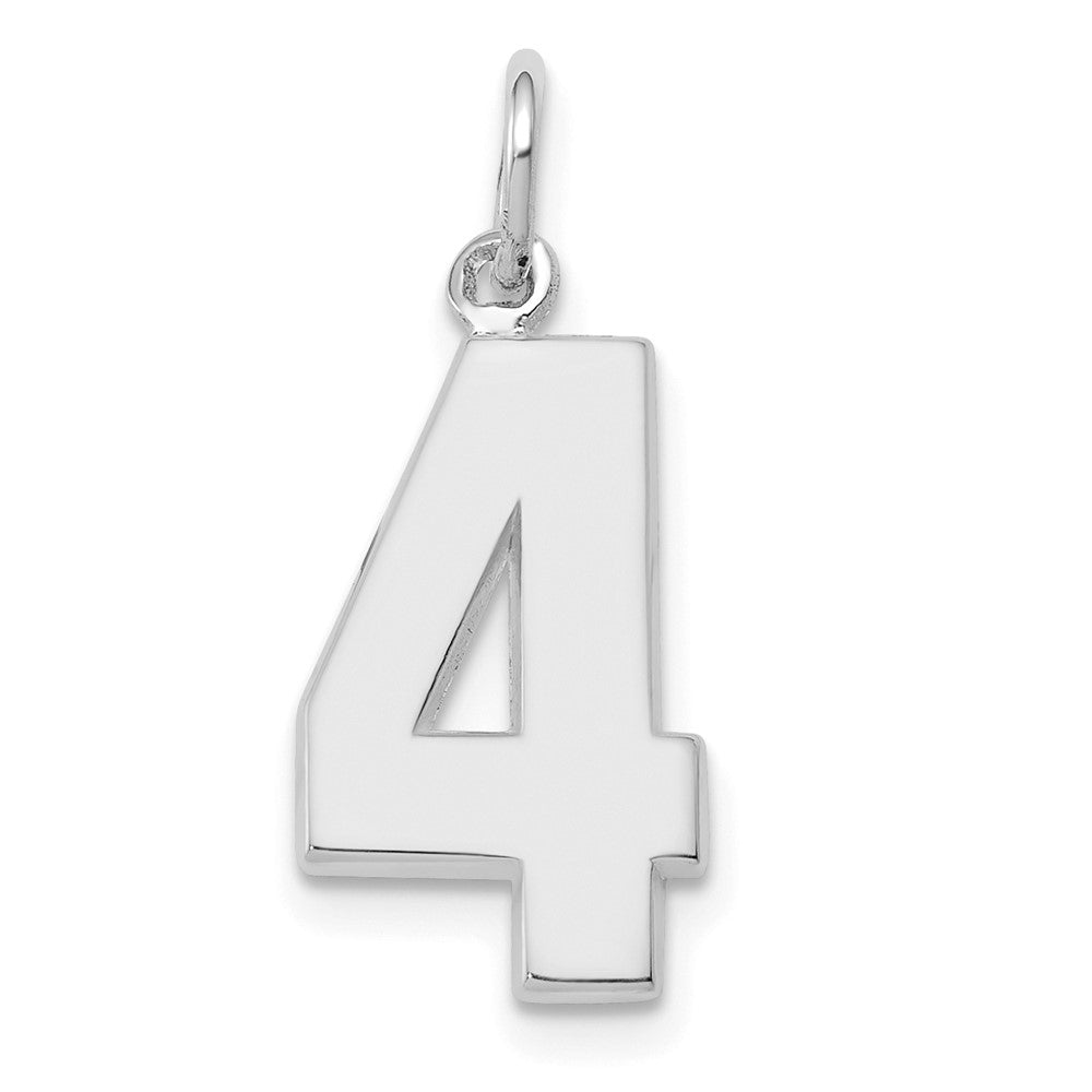 14k White Gold  Medium Polished Number 4 Charm