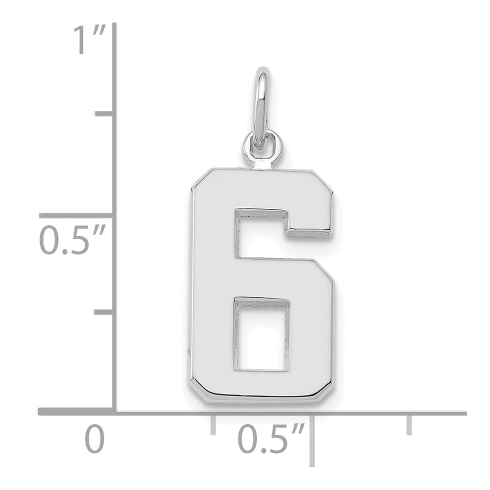 14k White Gold Medium Polished Number 6 Charm