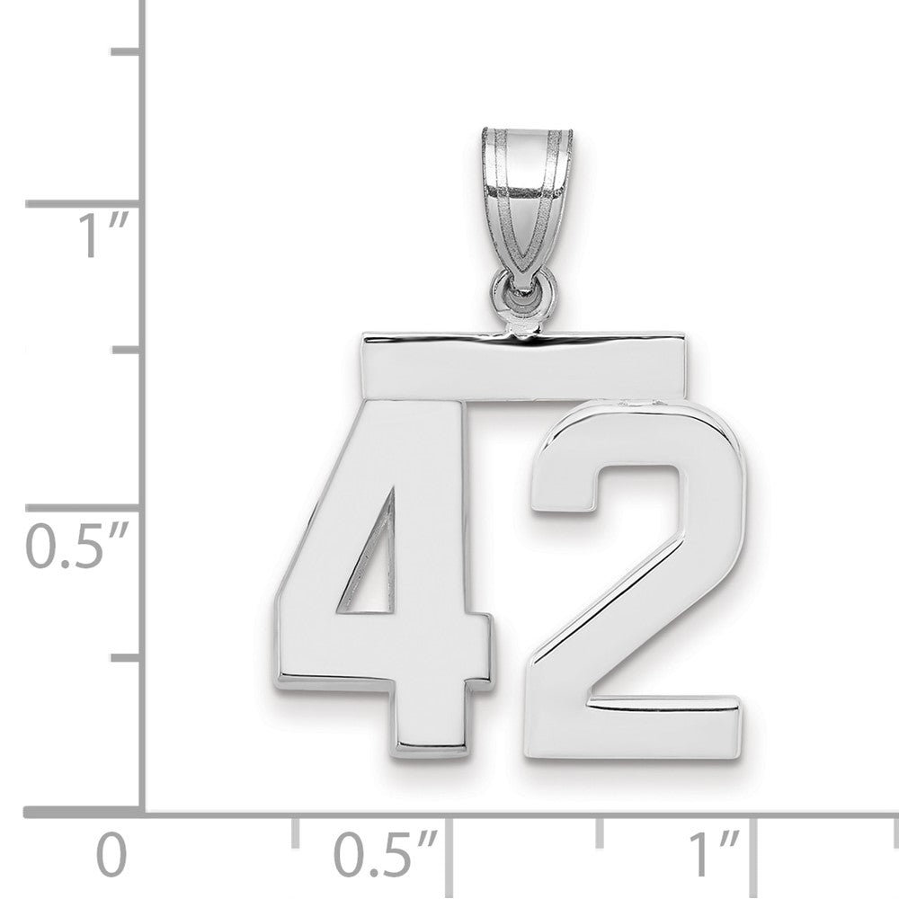 14k White Gold Medium Polished Number 42 Charm