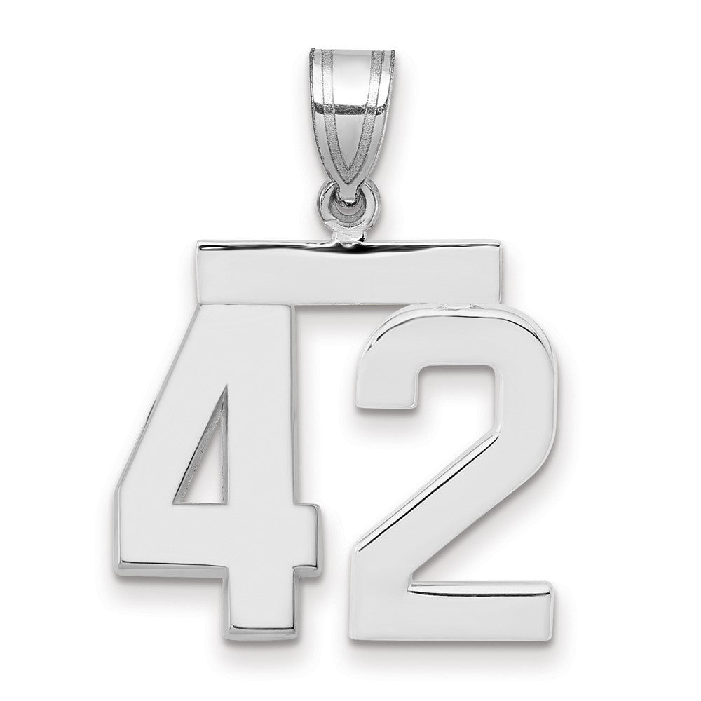 14k White Gold Medium Polished Number 42 Charm