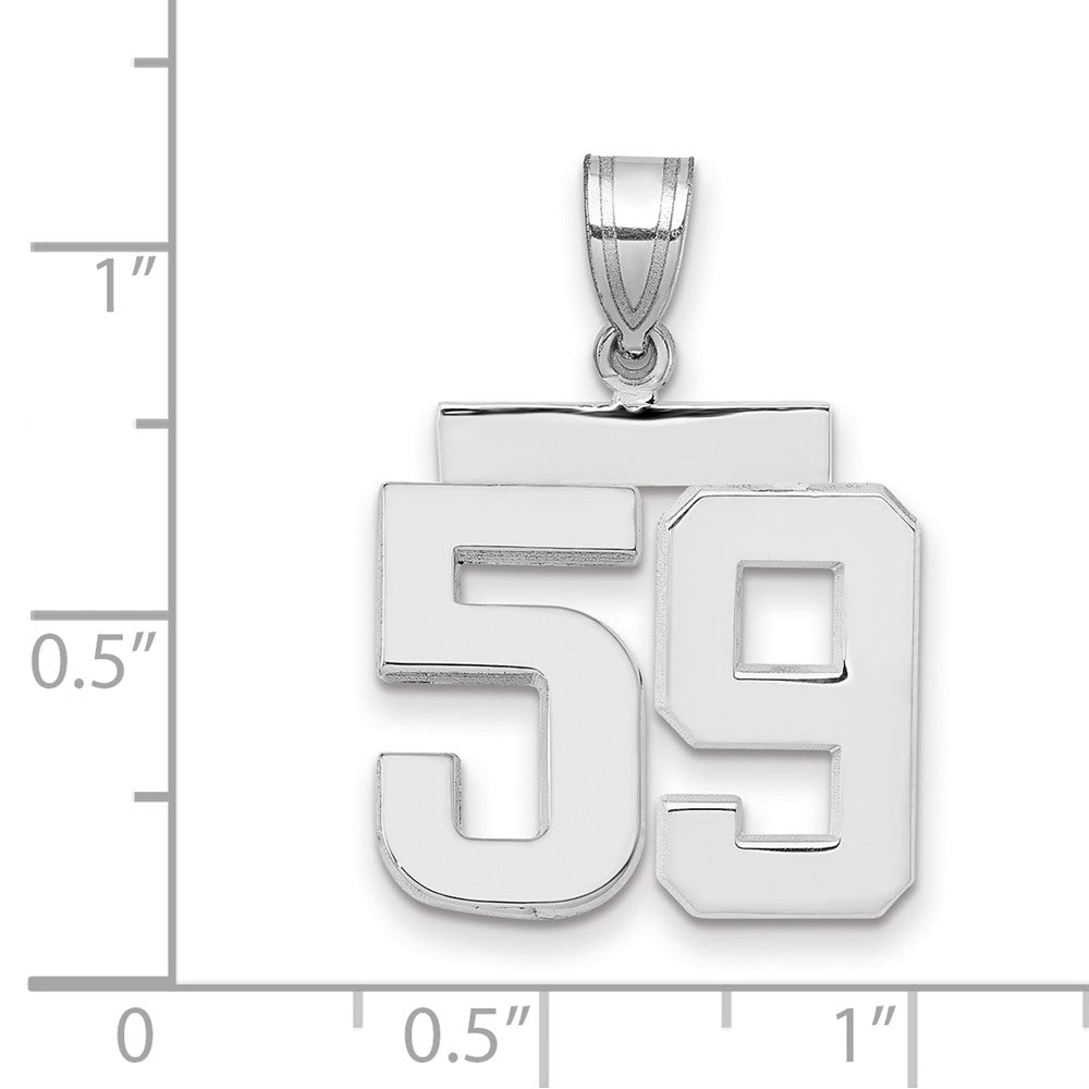 14k White Gold Medium Polished Number 59 Charm