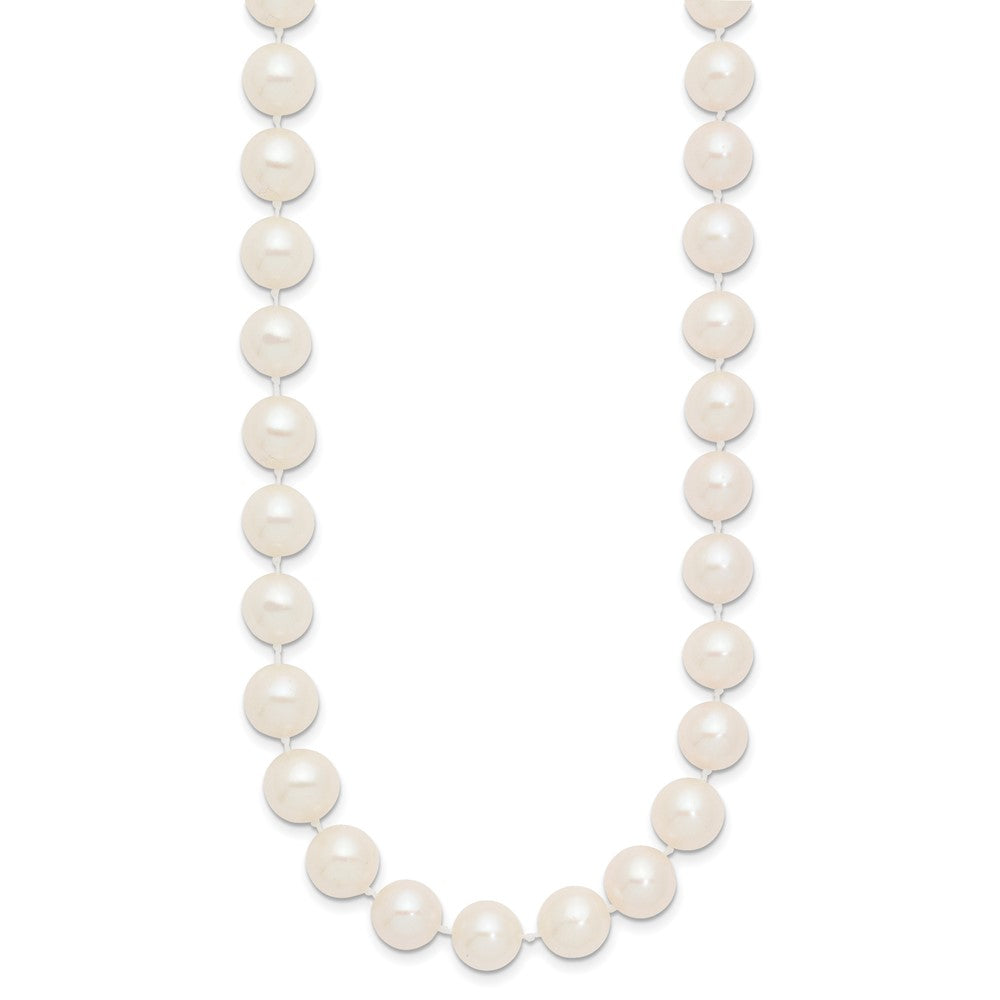 14k 9-10mm White Near-Round Freshwater Cultured Pearl 28 inch Necklace