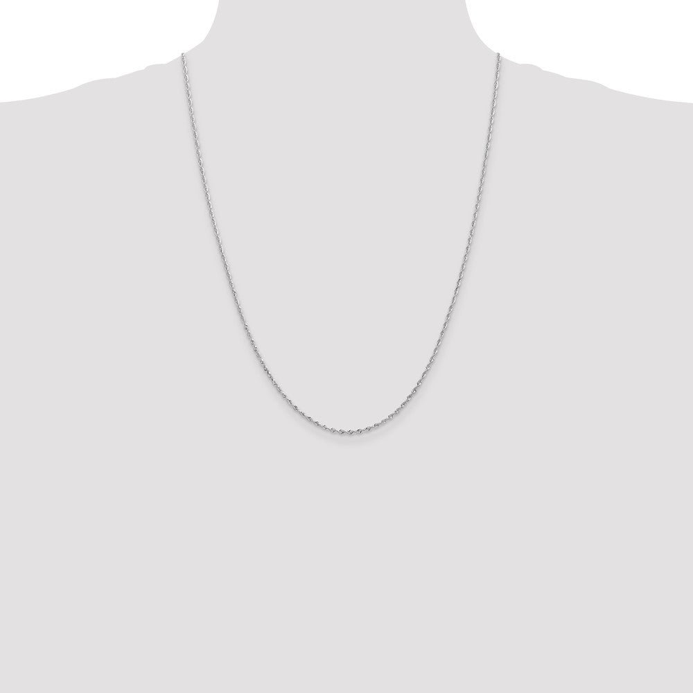 14K White Gold 24 Inch 1.85mm Diamond-cut Quadruple Rope Lobster Clasp Chain