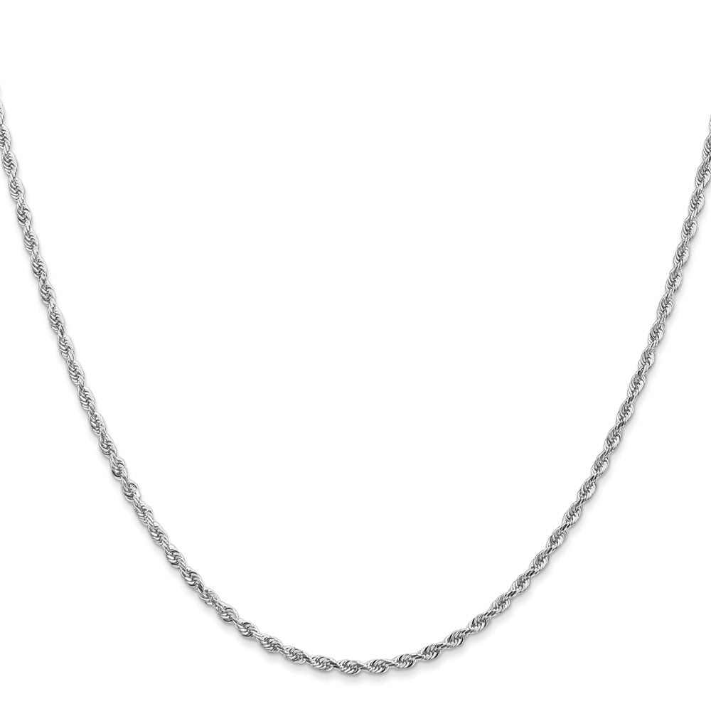 14k White Gold 22 Inch 2mm Diamond-cut Quadruple Rope Lobster Clasp Chain