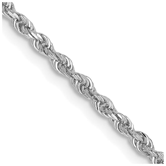 14k White Gold 22 Inch 2mm Diamond-cut Quadruple Rope Lobster Clasp Chain