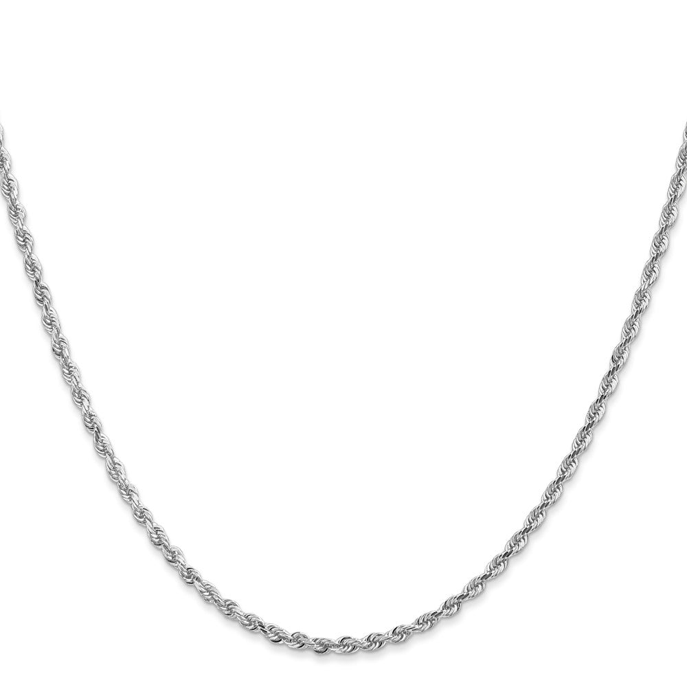14K White Gold 18 Inch 2.25mm Diamond-cut Quadruple Rope Lobster Clasp Chain
