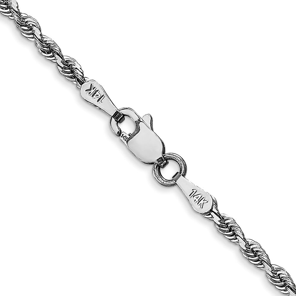 14K White Gold 18 Inch 2.25mm Diamond-cut Quadruple Rope Lobster Clasp Chain