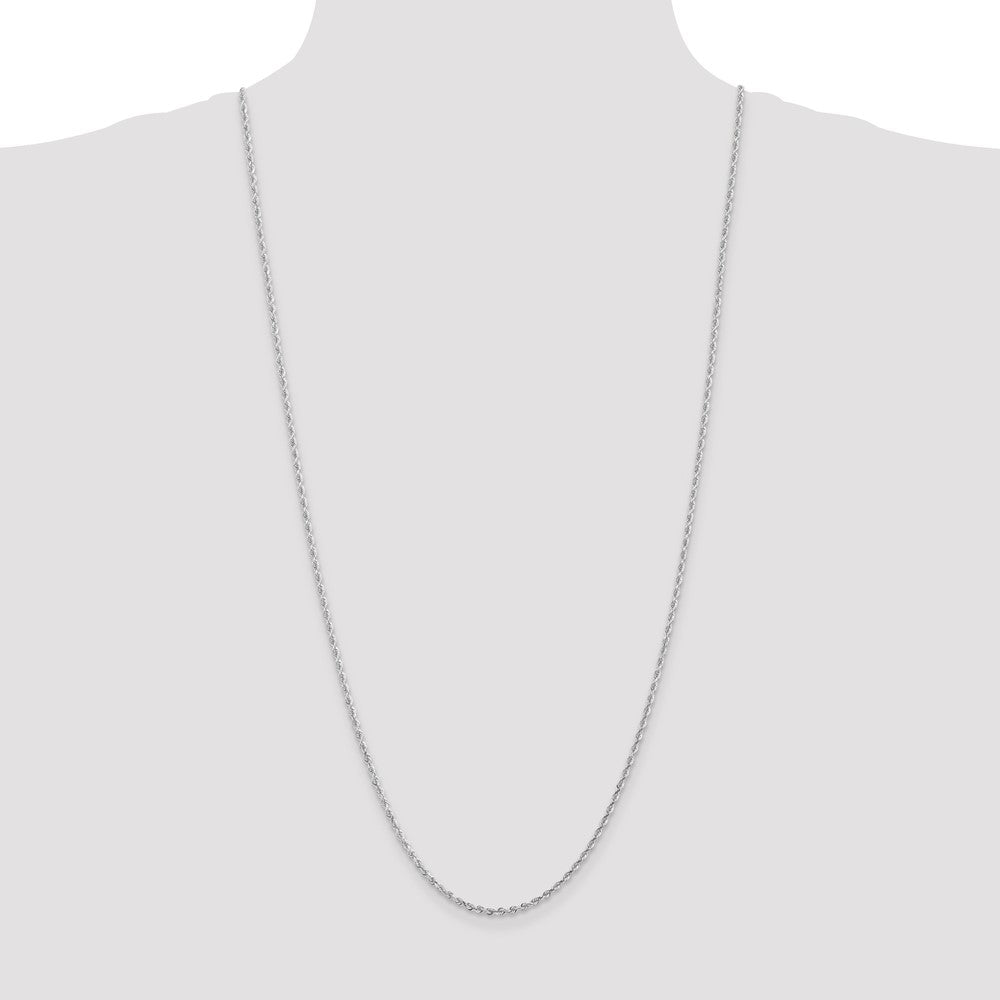 14K White Gold 30 Inch 2.25mm Diamond-cut Quadruple Rope Lobster Clasp Chain