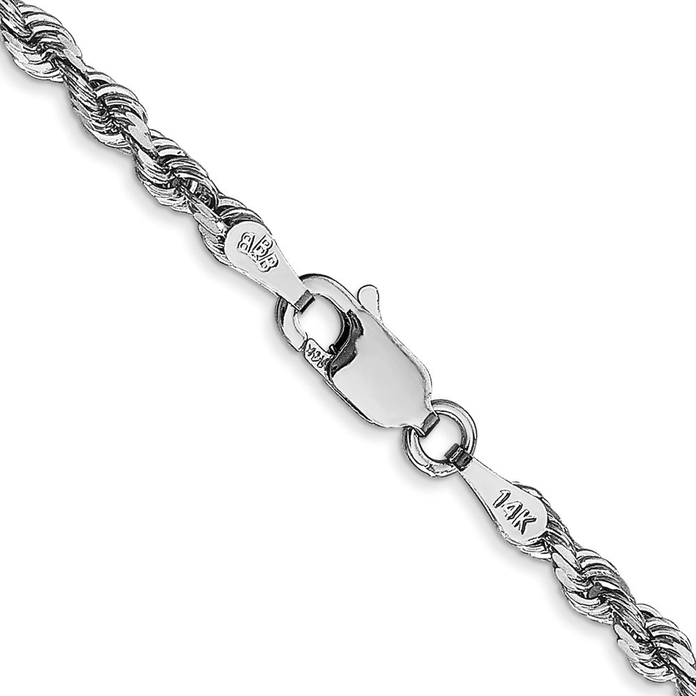 14K White Gold 20 Inch 3mm Diamond-cut Quadruple Rope Lobster Clasp Chain