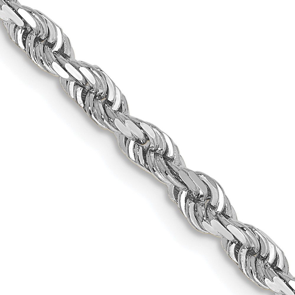 14k White Gold 22 Inch 3.35mm Diamond-cut Quadruple Rope Lobster Clasp Chain