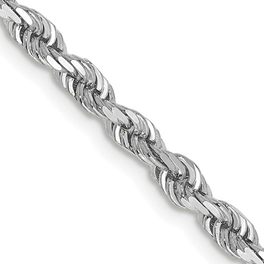 14K White Gold 18 Inch 3.35mm Diamond-cut Quadruple Rope Lobster Clasp Chain