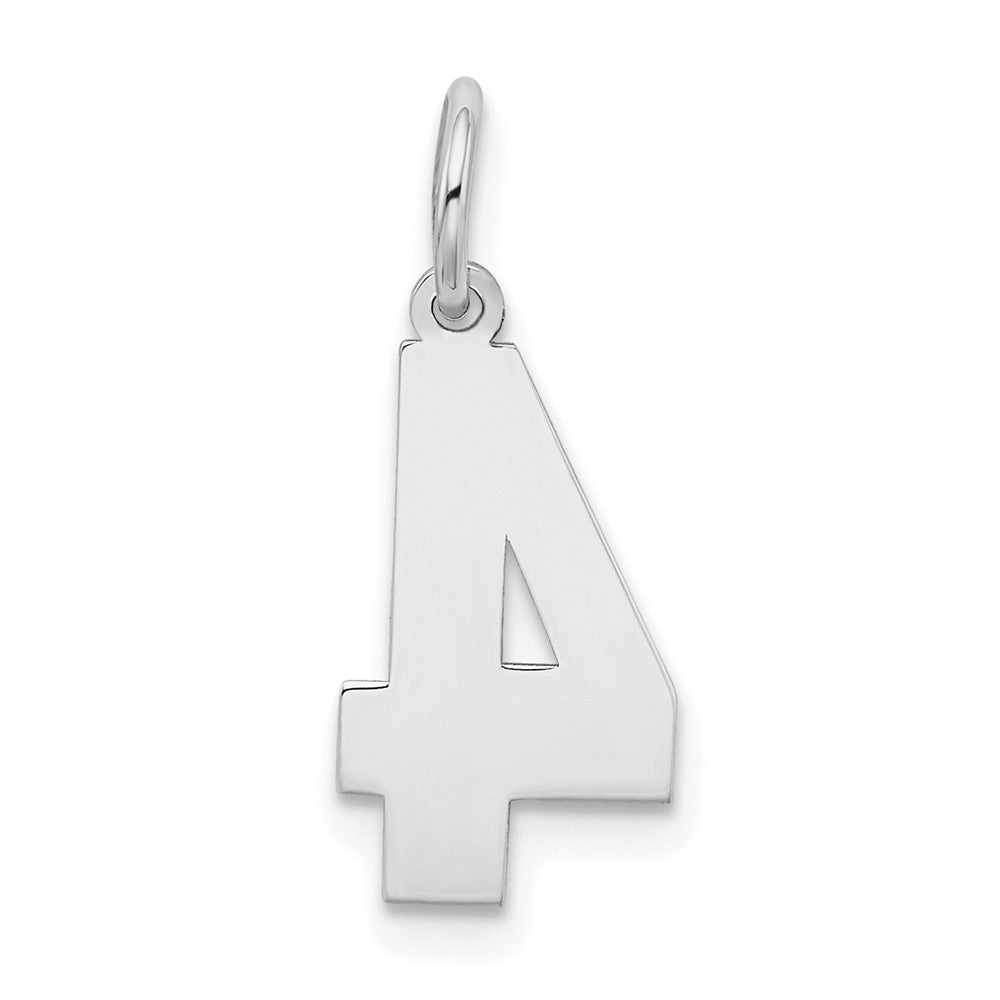 14k White Gold Medium Satin Number 4 Charm