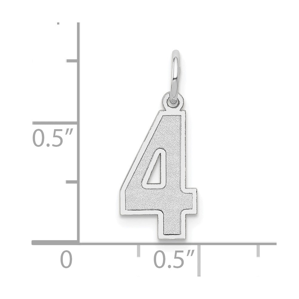14k White Gold Medium Satin Number 4 Charm