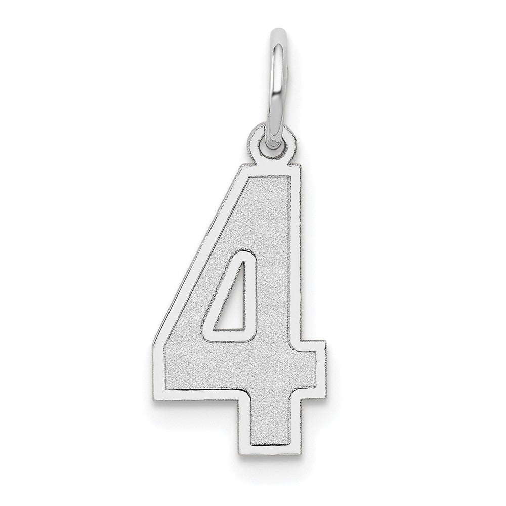 14k White Gold Medium Satin Number 4 Charm