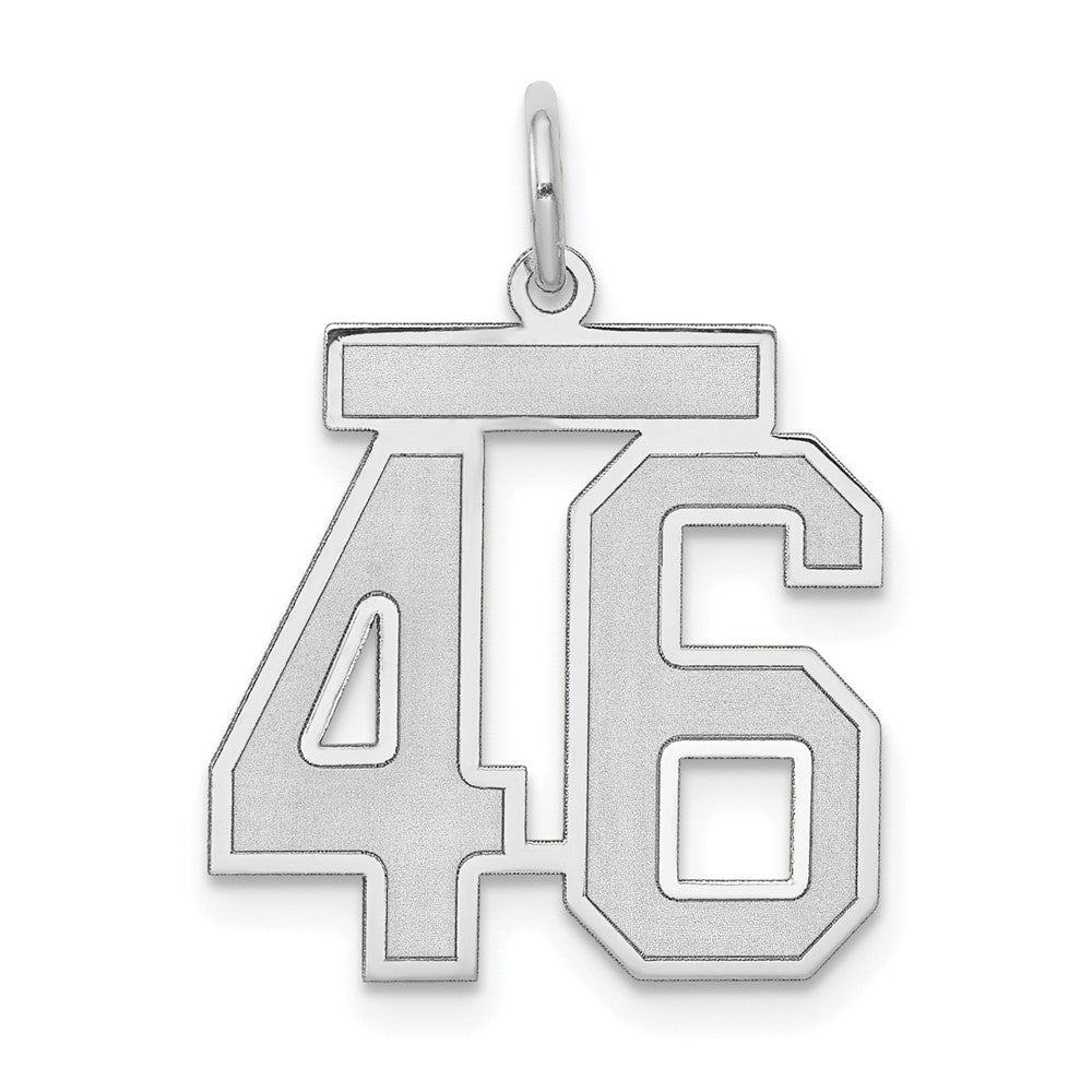 14k White Gold Medium Satin Number 46 Charm