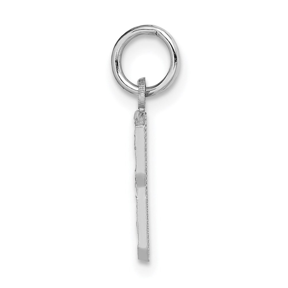 14k White Gold Small Brushed Diamond-cut Number 8 Charm