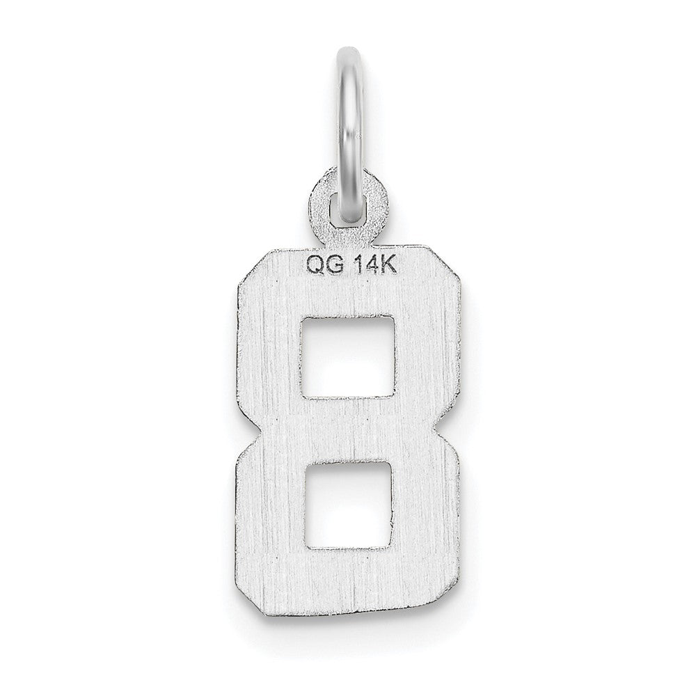 14k White Gold Small Brushed Diamond-cut Number 8 Charm