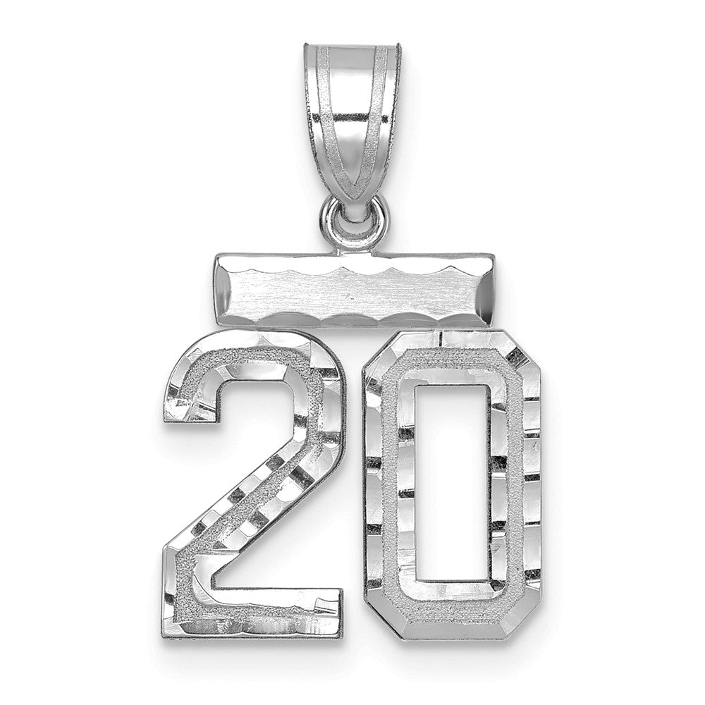 14kw Small Brushed Diamond-cut Number 20 Charm
