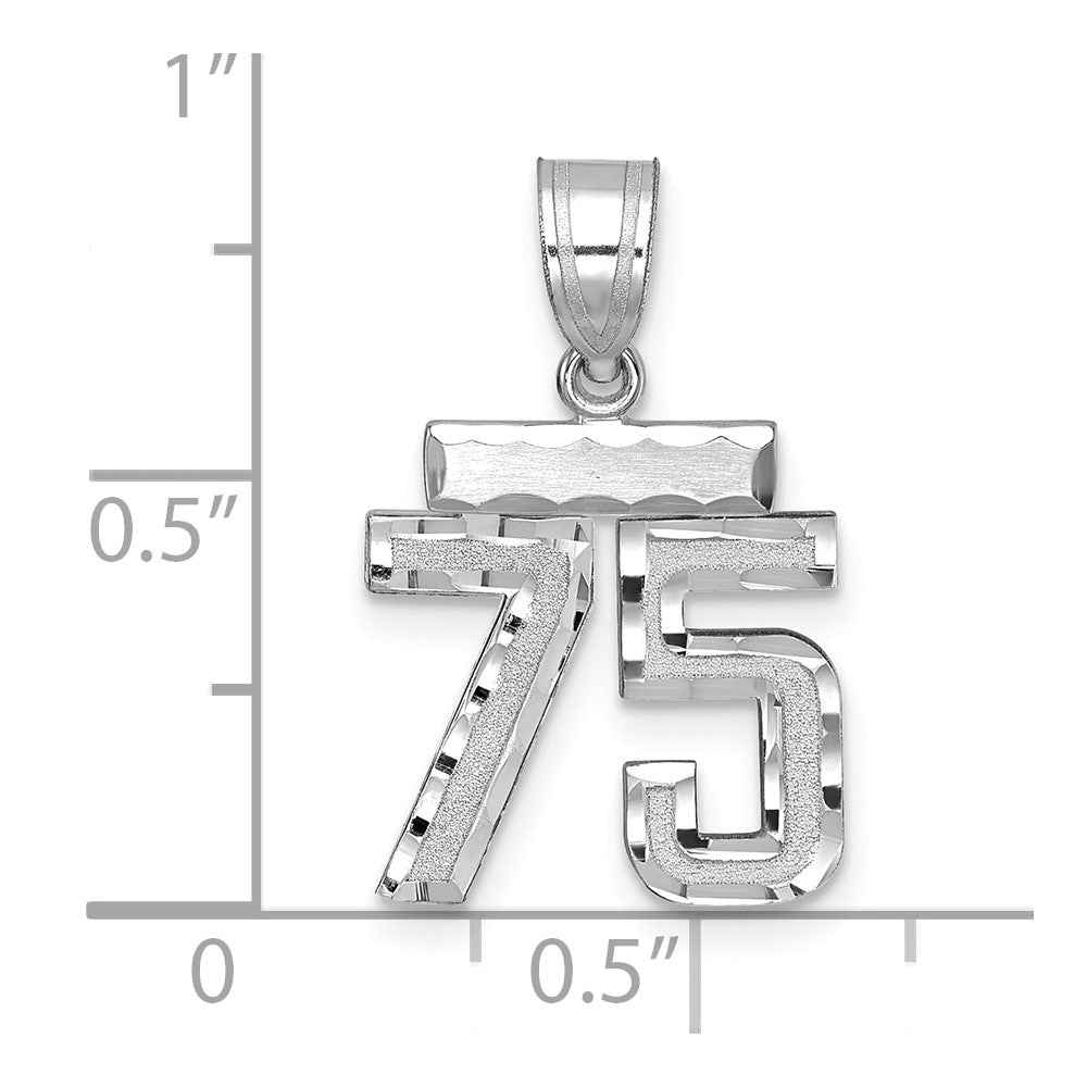 14kw Small Brushed Diamond-cut Number 75 Charm