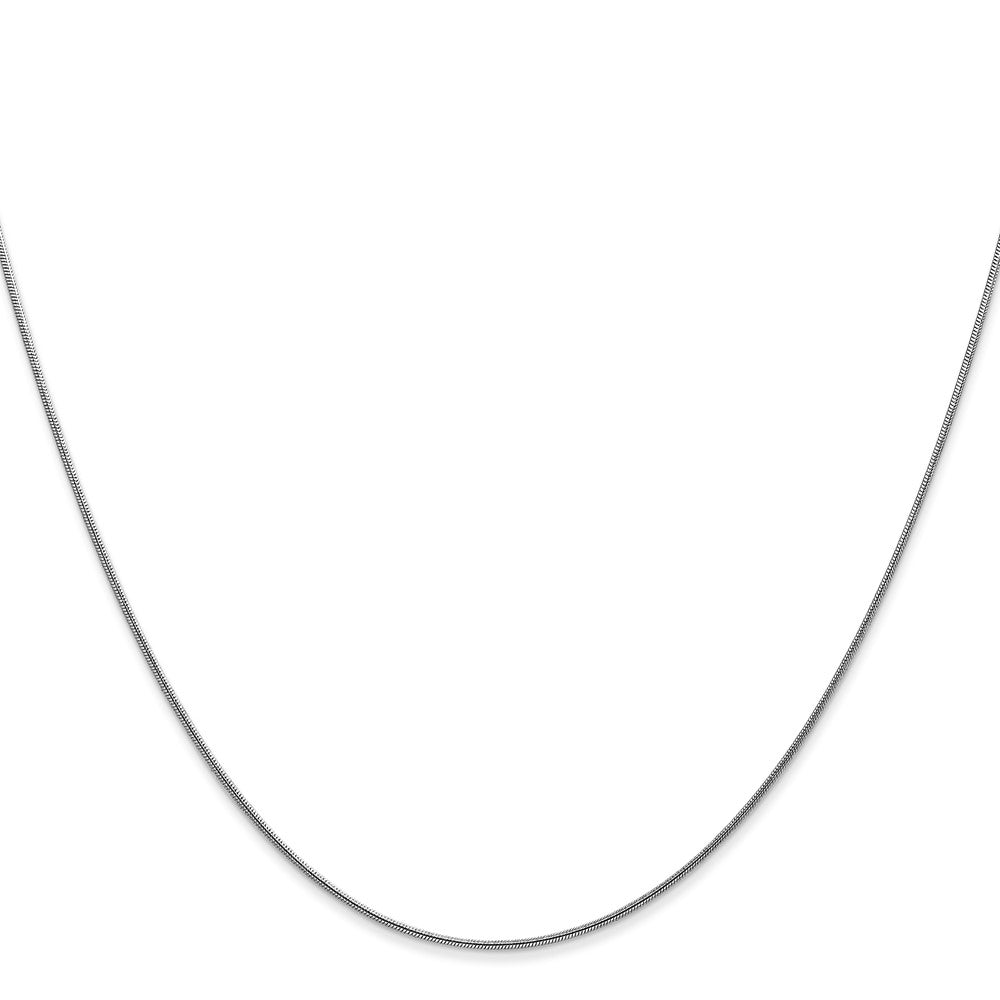14k White Gold 14 inch .8mm Round Snake with Lobster Clasp Chain