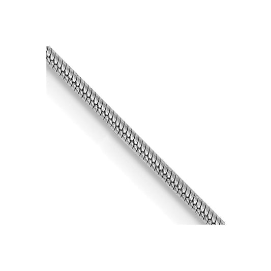 14k White Gold 16 inch .9mm Round Snake with Lobster Clasp Chain