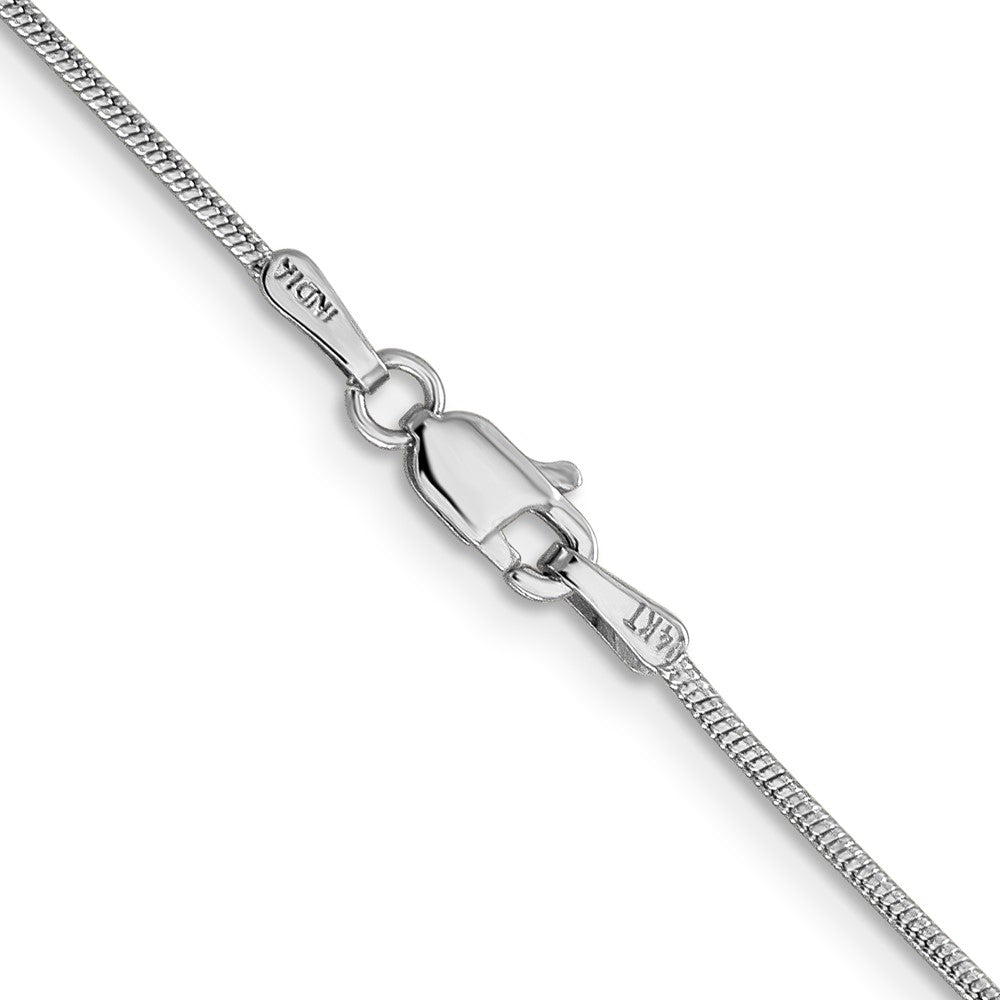 14K White Gold 18 inch 1.1mm Round Snake with Lobster Clasp Chain