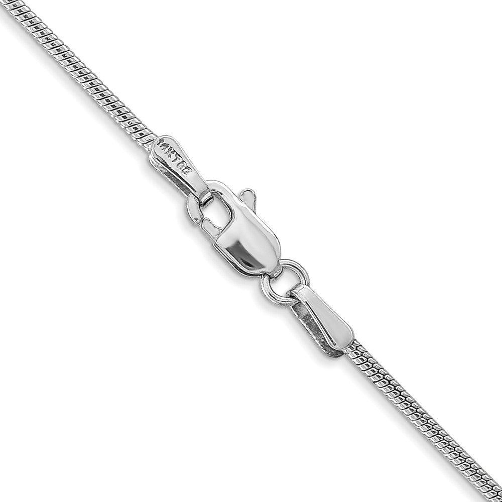 14K White Gold 16 inch 1.4mm Round Snake Lobster Clasp Chain