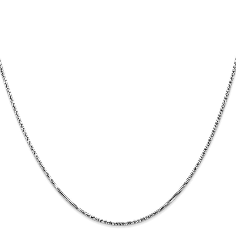 14K White Gold 16 inch 1.6mm Round Snake Lobster Clasp Chain