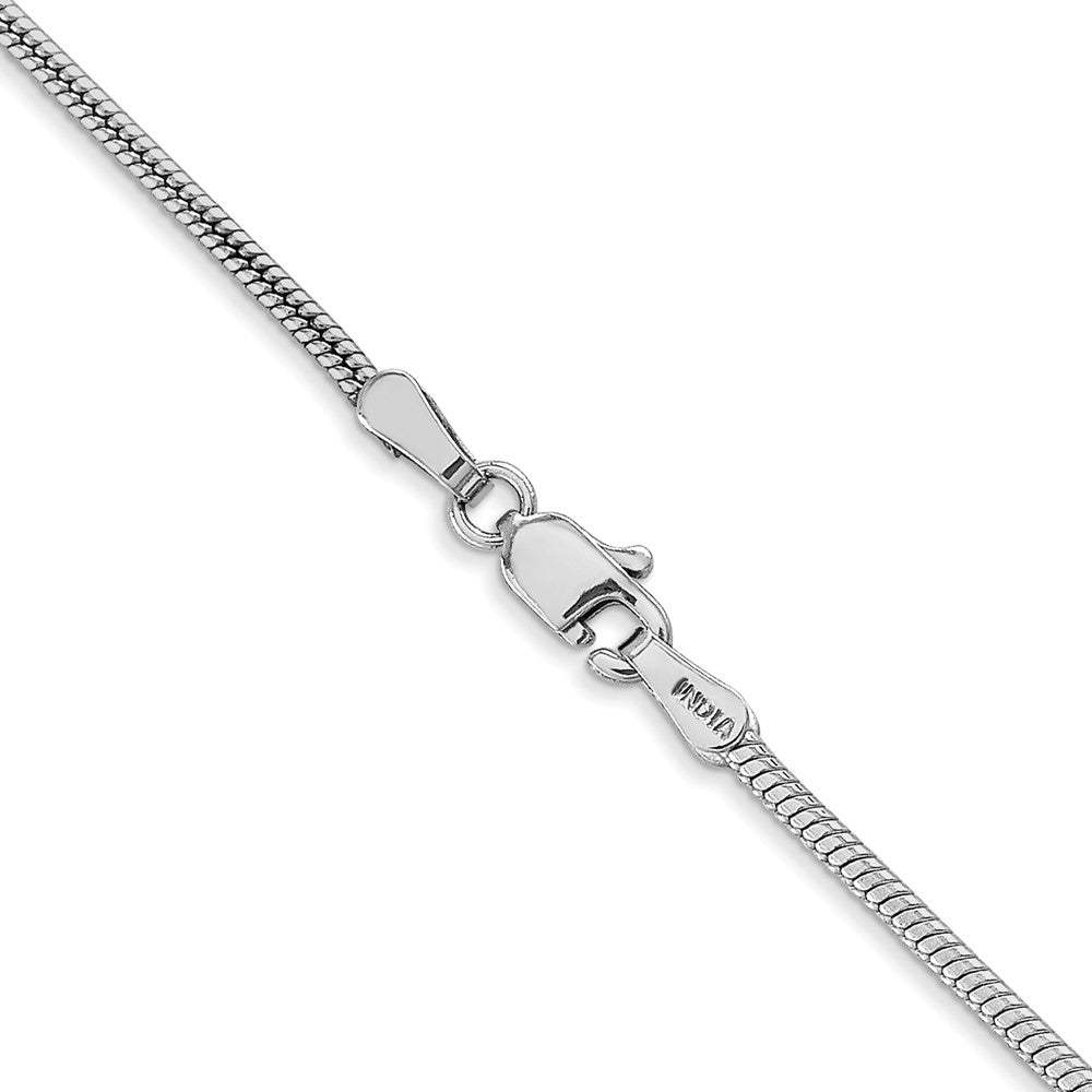 14K White Gold 24 inch 1.6mm Round Snake Lobster Clasp Chain