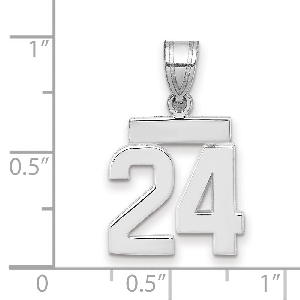 14k White Gold Small Polished Number 24 Charm