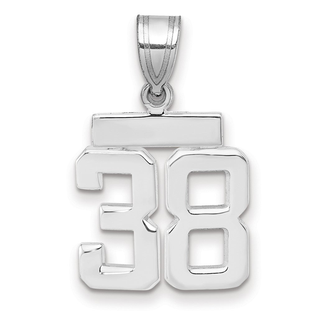 14k White Gold Small Polished Number 38 Charm