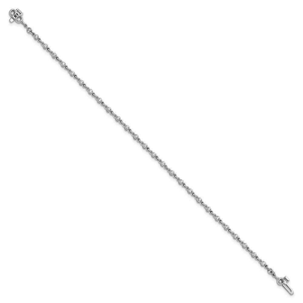 14k White Gold 2mm Round Diamond 1ct 7in Bracelet