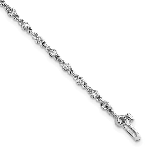14k White Gold 2mm Round Diamond 1ct 7in Bracelet