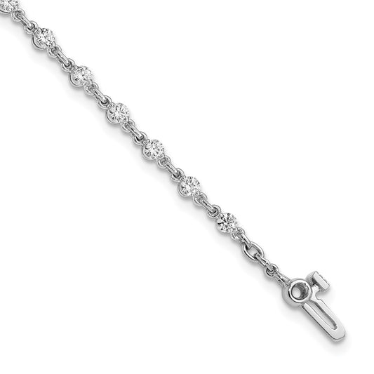 14k White Gold 2.5mm Round Diamond Bracelet